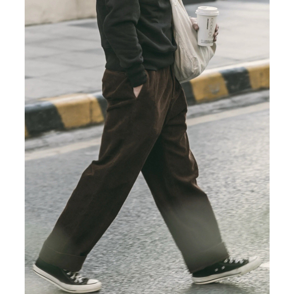 Corduroy Pants Men Pleated Casual Trousers Loose Workwear Pant S 🇺🇸SHIP - Picture 7 of 16